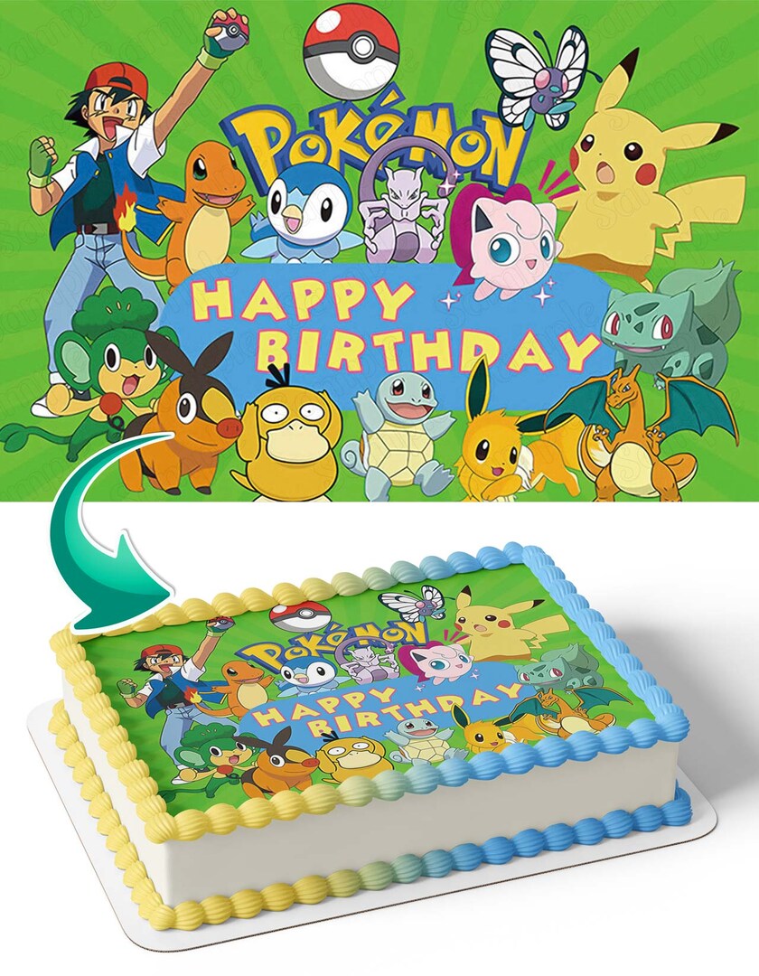 pokemon card cake Boss 1 This is an image printed on a frosting sheet Kids 9th bdays haven't changed